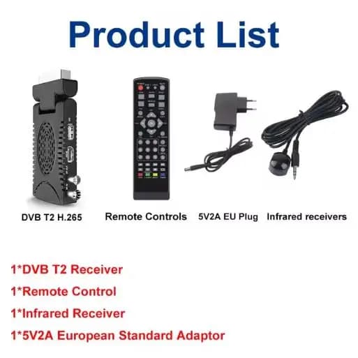 Récepteur décodeur TV terrestre TDT Europe 2026 Espagne DVB-T2 H.265 1080P HD avec EPG Mini Scart po