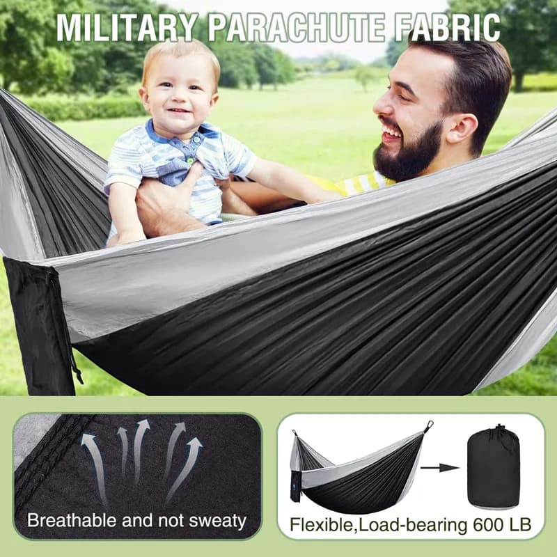 Hamacs portables 270x140cm, tissu Parachute couleur Nylon, taille simple et Double, pour Camping en
