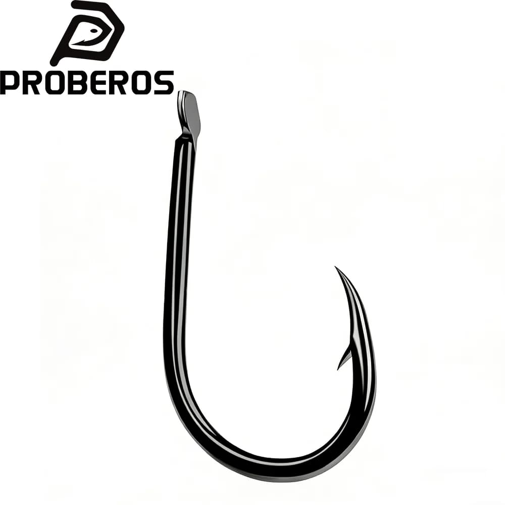 PROBEROS Hameçon 200pcs 1-15 # Crochet unique crochet de pêche de haute qualité couleur noire simp