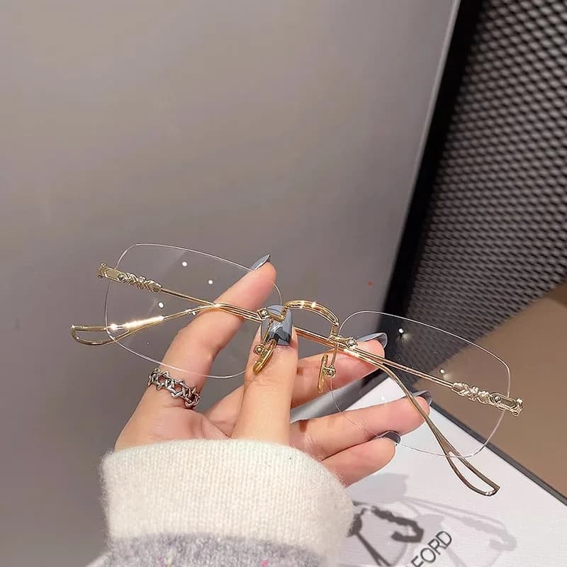 Lunettes carrées transparentes sans bords, bloquant la lumière bleue, à la mode, sans cadre, pour fe