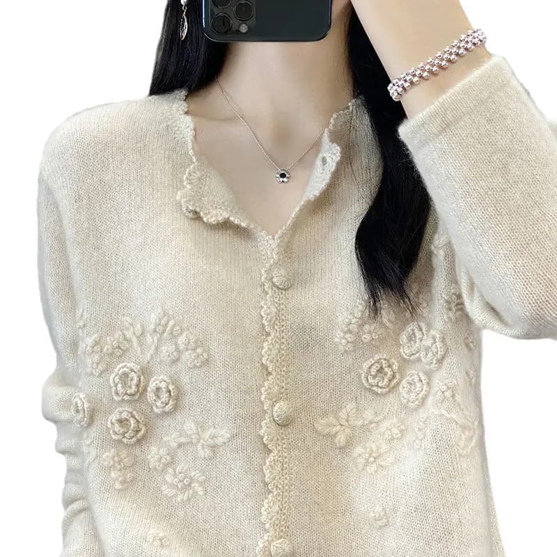 Cardigan Superposé à Col Rond pour Femme, Pull Fin Rose, Printemps Automne 2023