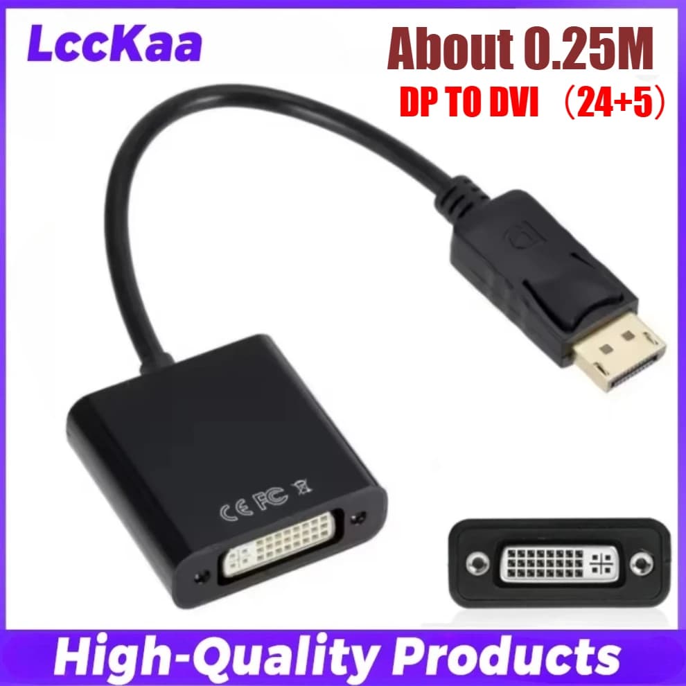 Câble DisplayPort vers DVI de 1.8M, adaptateur DP vers DVI de 0.25M pour ordinateur de bureau, ordin