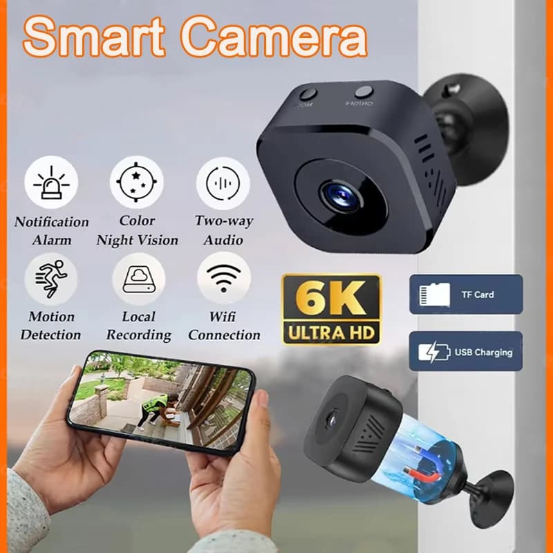 Mini caméra de sécurité Pro 4K FullHD WiFi Surveillance avec Audio bidirectionnel détection de mouve