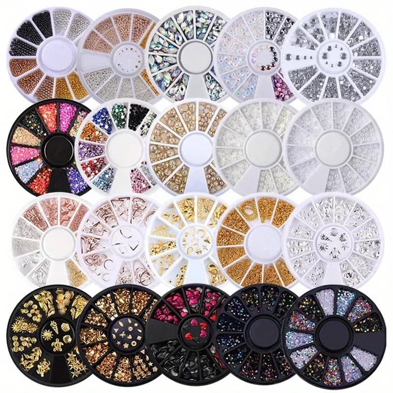 Pièces pour ongles, strass à paillettes, pierres précieuses en cristal, bijoux, perles, accessoires