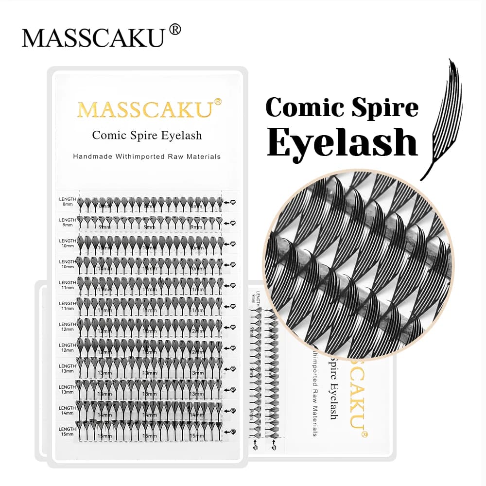 MASSCAKU 0.05mm d'épaisseur vison synthétique Manga Anime bande dessinée flèche cils 8-15mm mélange