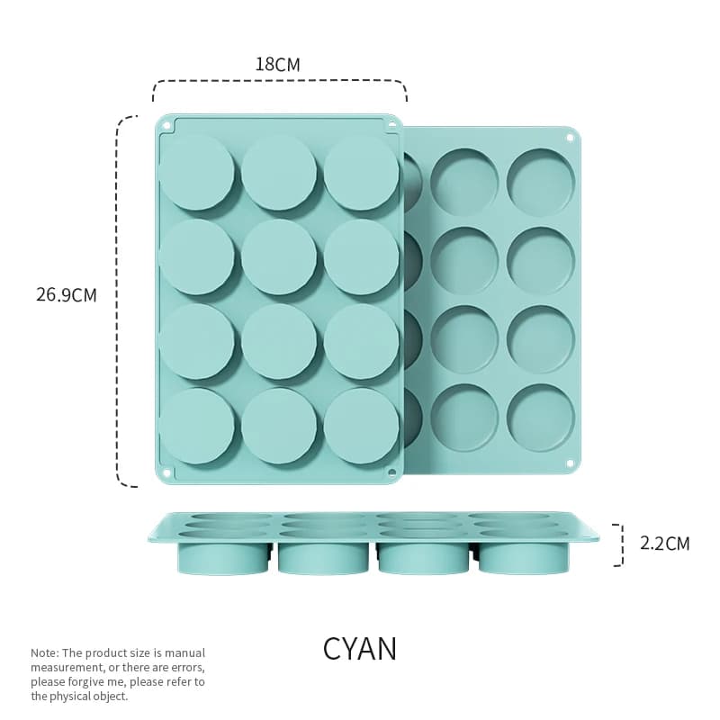 Moule rond en silicone 12 trous Mini Muffin DIY Cookies Fondant Plaque de cuisson antiadhésive Moule