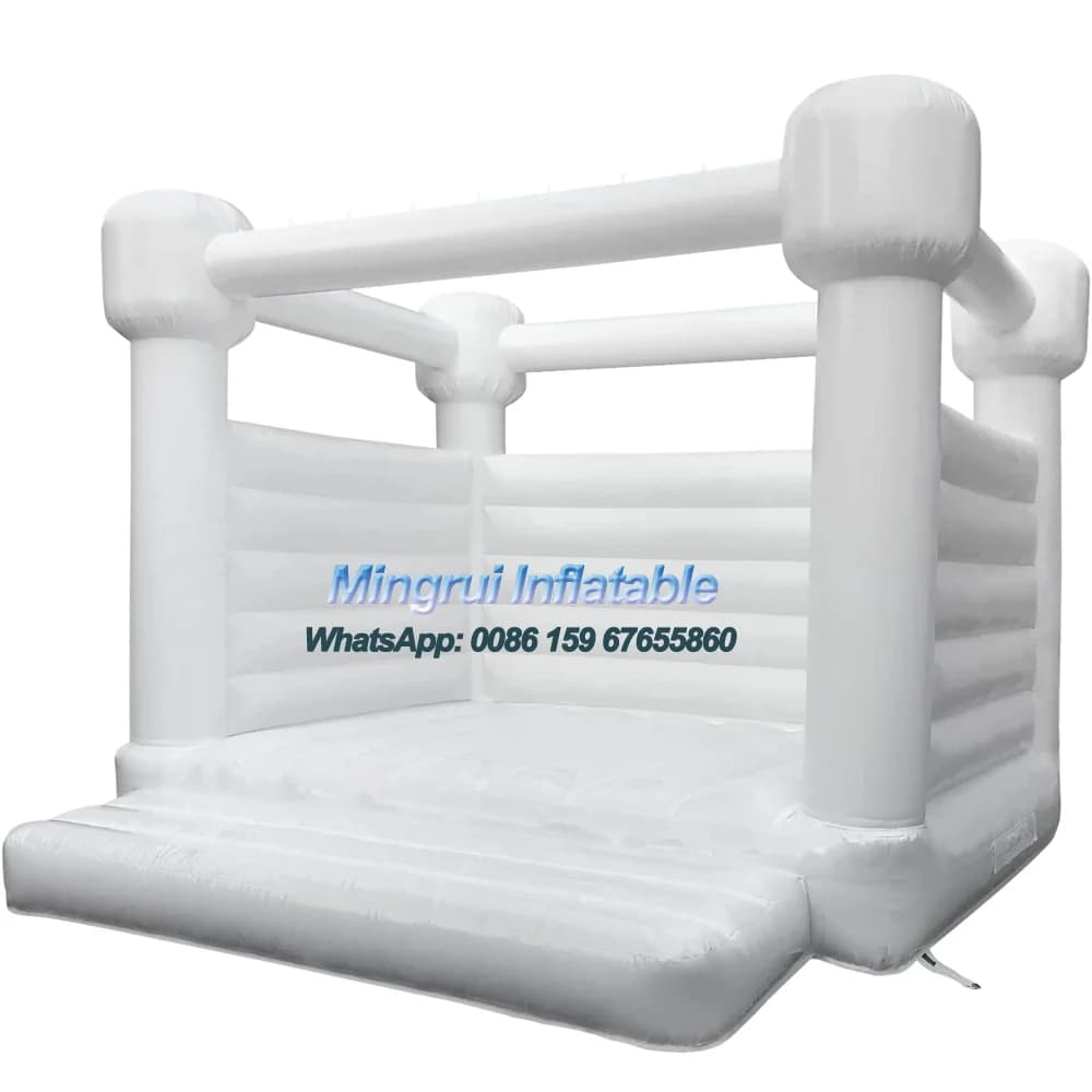 Château gonflable pour fête de mariage, maison de rebond blanche, marche sur la lune avec toboggan p