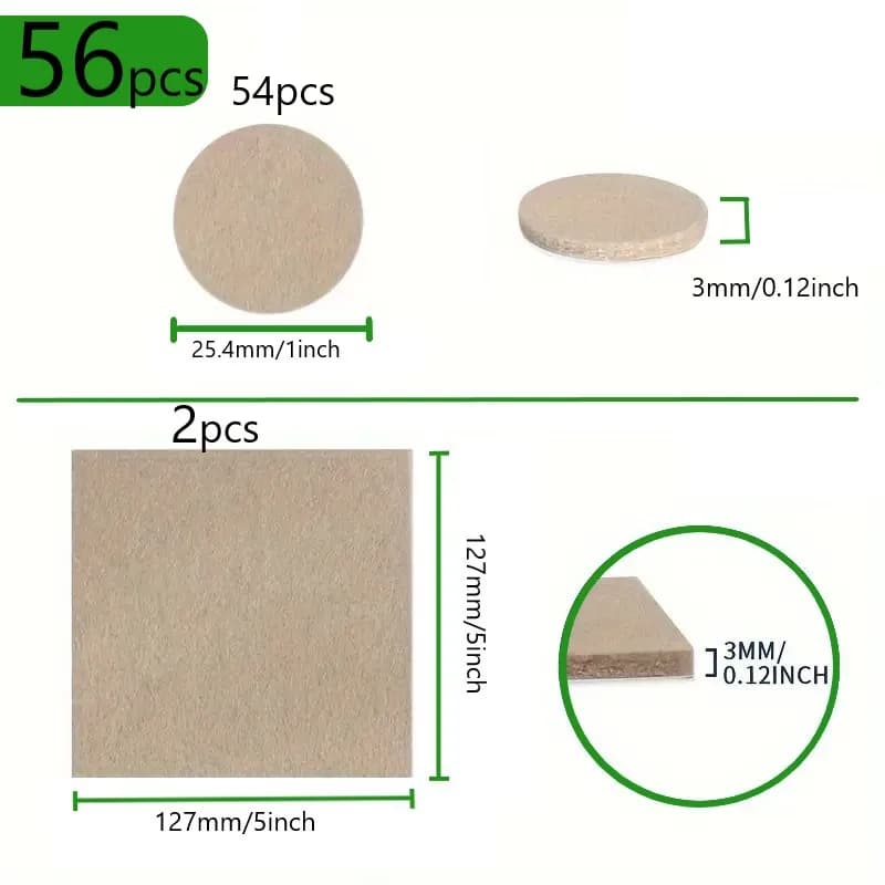 Coussinets de pieds de chaise en feutre, 56 pièces, 3mm d'épaisseur, tapis de protection contre les