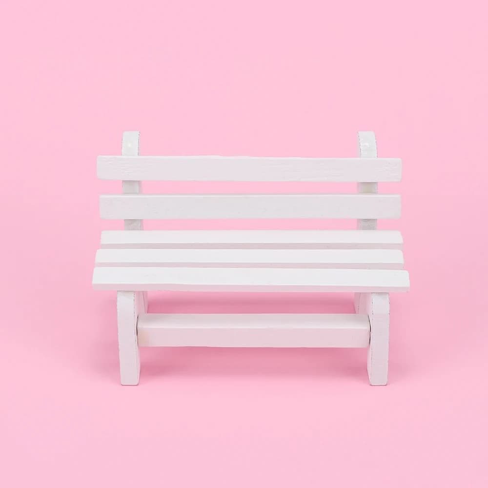 Tabouret blanc en bois, mini chaise, banc, ornements, décoration, artisanat, décor de jardin, meuble