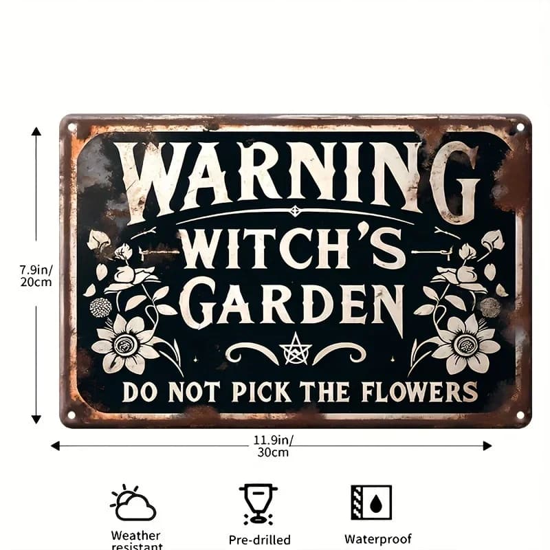 Panneau de jardin de sorcières vintage, ne pas cueillir de fleurs, 7.9x11.9, amaran idéal pour la ma