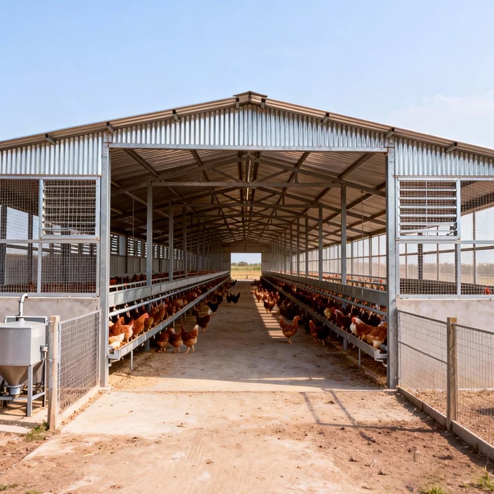 Poulailler préfabriqué moderne entièrement automatisé à ventilation par tunnel