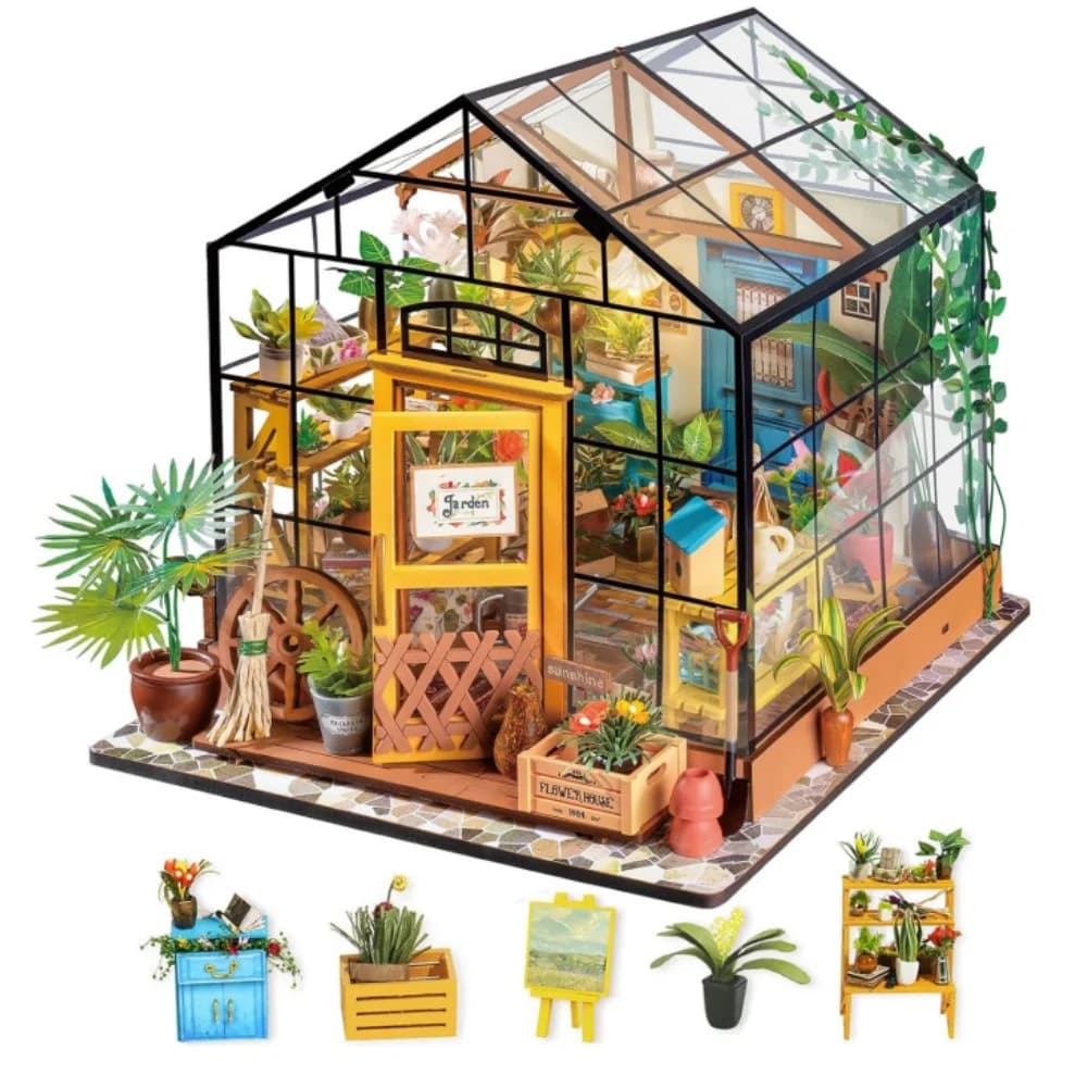 Mini serre Rolife, maison de fleurs de Cathy, kit de meubles miniatures en bois pour maison de poupé
