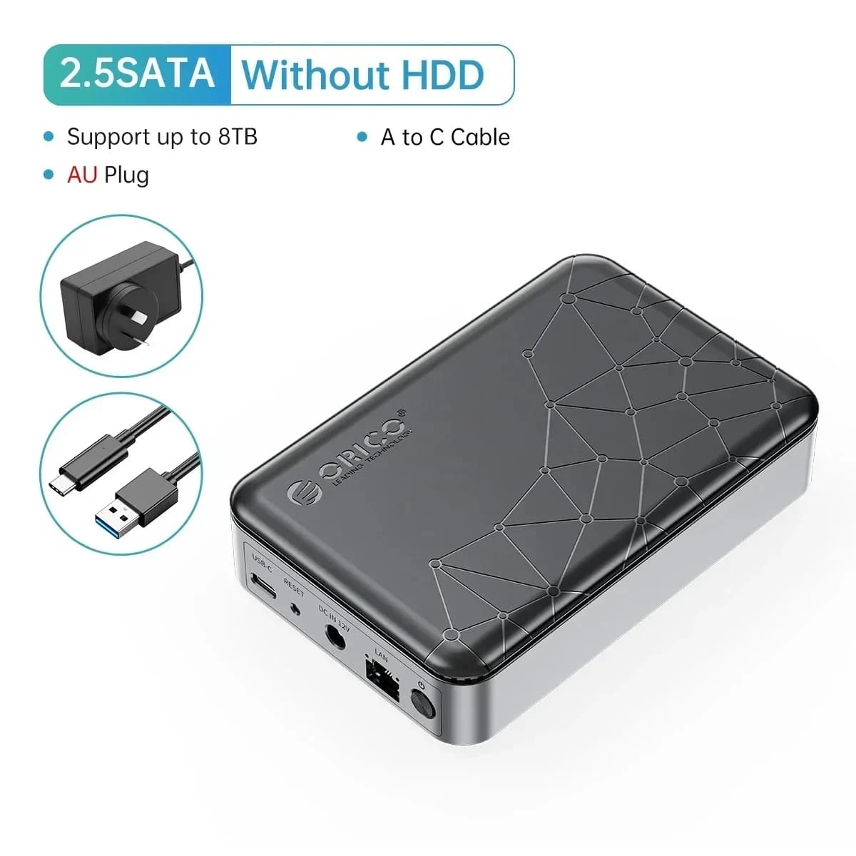 Boîtier NAS ORICO pour disque dur 2,5 pouces, boîte de stockage réseau NAS, boîtier externe HD, mini