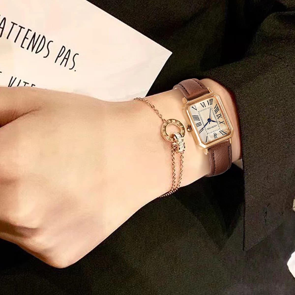LUCKY FOX 2 pièces coffret cadeau de luxe léger montre Bracelet Simple et à la mode montre à Quartz