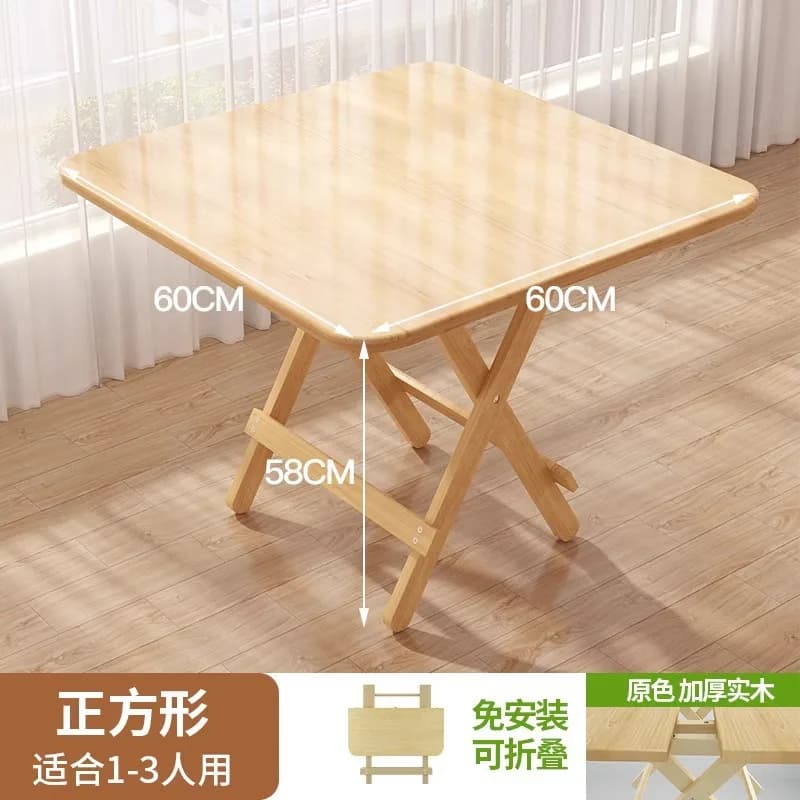 Table pliante rectangulaire en bois massif, Table à manger Portable pour la maison, petit appartemen