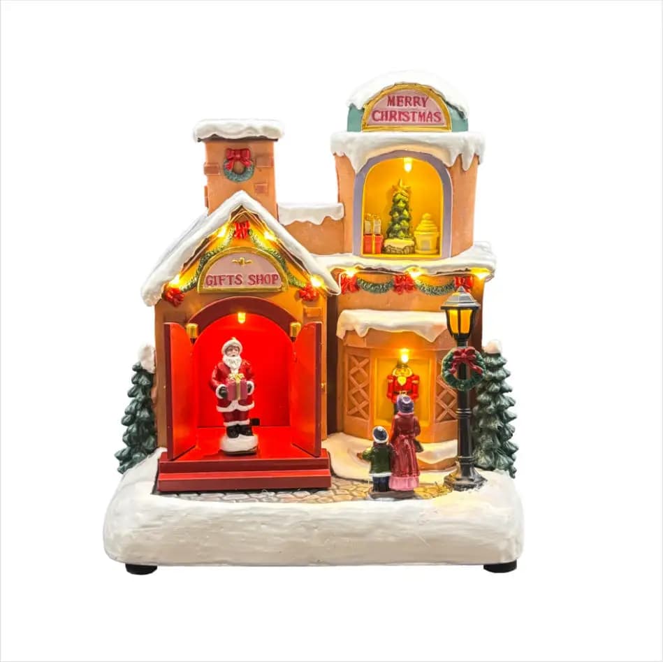 Ouverture et fermeture de porte et père noël en résine faite à la main, décoration de maison de noël