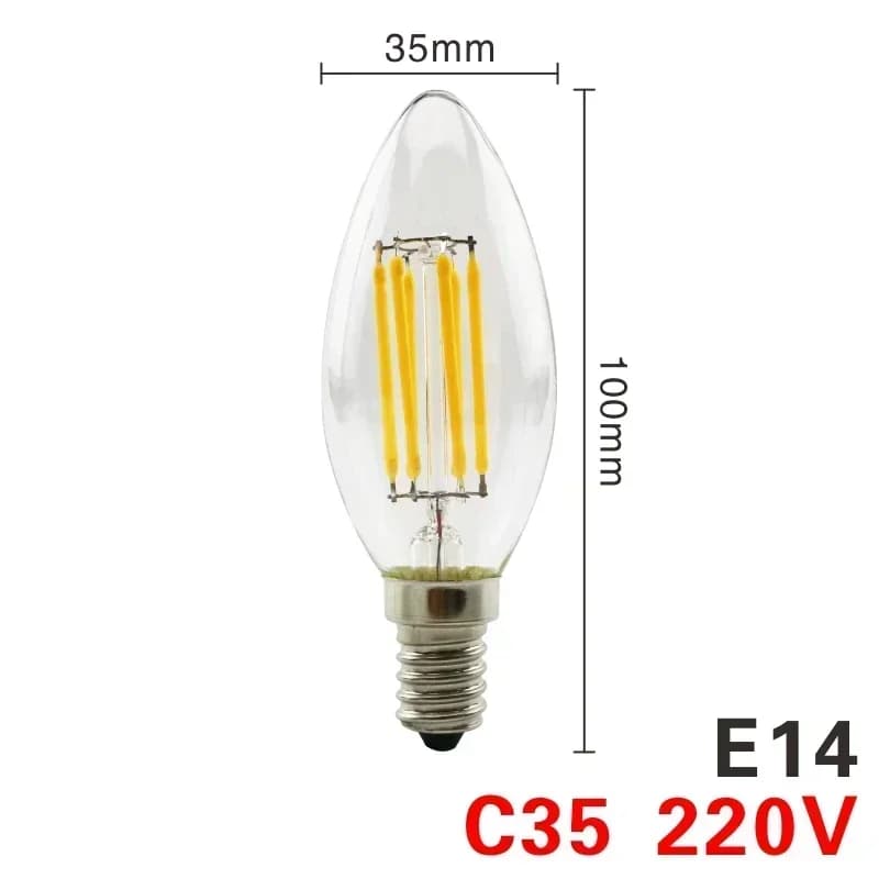 Ampoule LED rétro Edison E14 inda AC 220V 2W 4W 6W 8W, lampe en verre vintage C35 G45 A60 ST64 G80 G