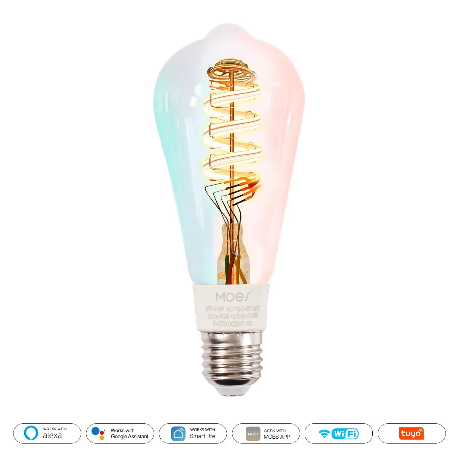 MOES Tuya – ampoule LED intelligente, WiFi/Zigbee/Matter, filament Edison Vintage, 16 millions de co
