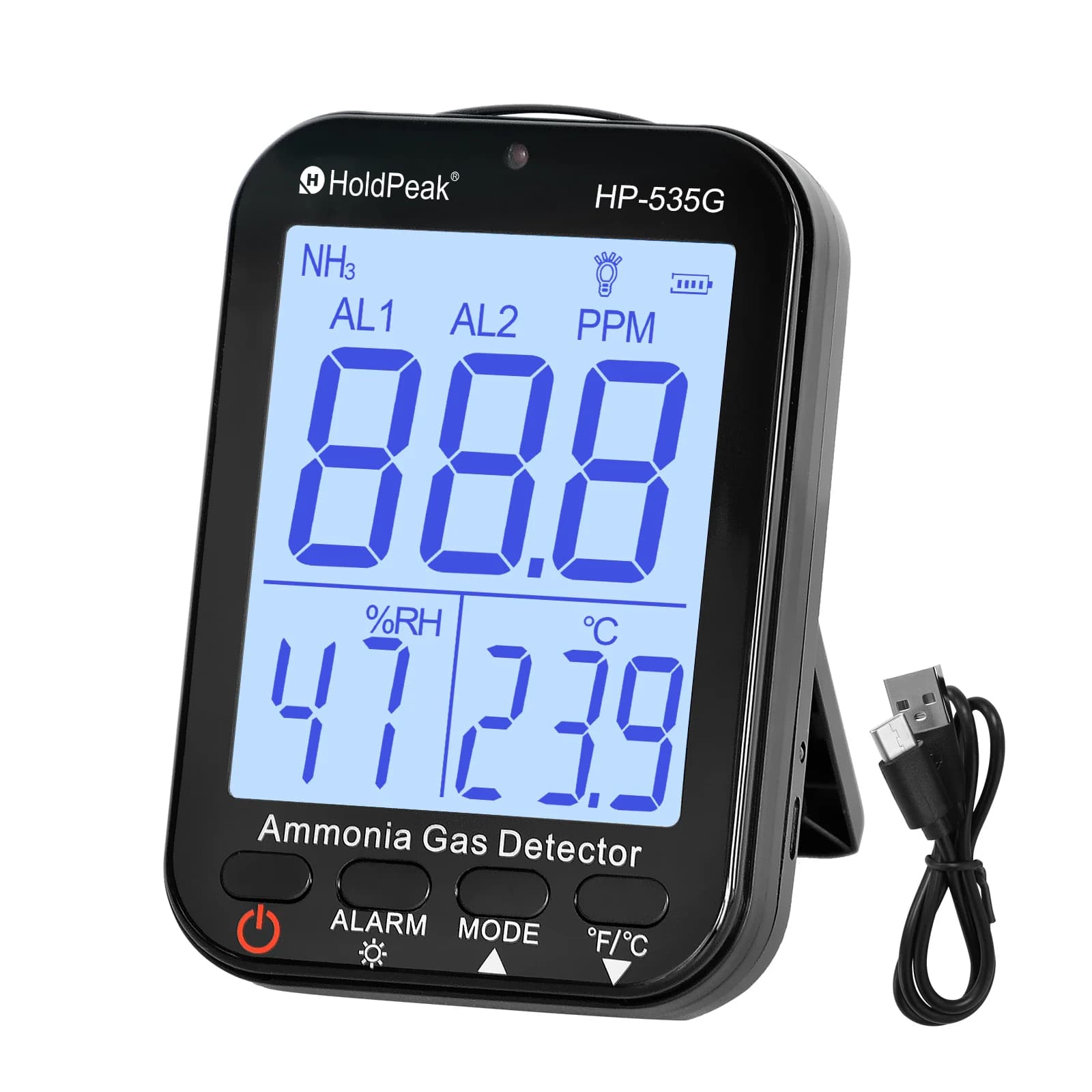 Détecteur de gaz ammoniacal, alerte de fuite de gaz NH3 avec alarme sonore et lumineuse, compteur de