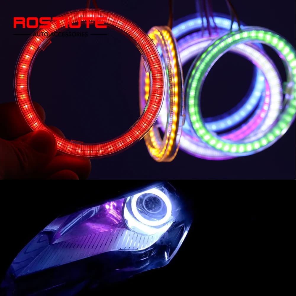 1 pièces 60mm 70mm 80mm 90mm 100mm 110mm 120mm Led Halo anneau yeux d'ange phares 12-24V circulaire
