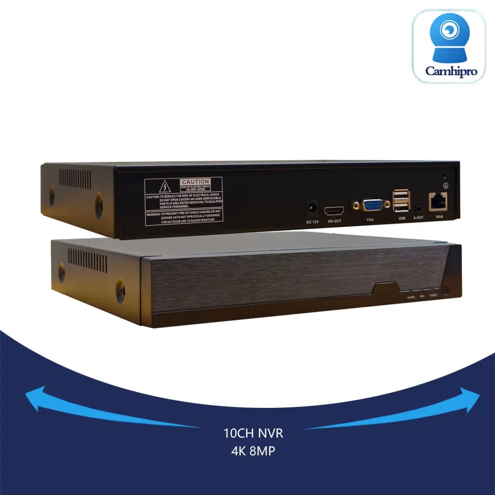 Camhipro 4K H.265 10CH NVR Enregistreur Vidéo Réseau Intelligent IA pour Surveillance de Sécurité, j