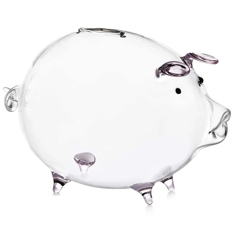 652F tirelire cochon tirelire boîte à monnaie, boîte d'épargne mignonne en verre Transparent Souveni