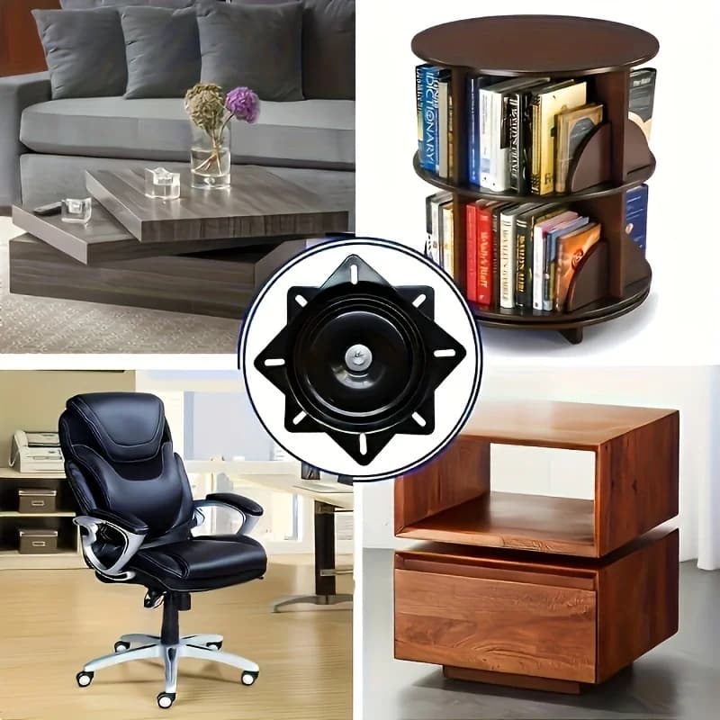 Base pivotante pour chaise robuste 6"/4", 360 ° Mécanisme rotatif et lisse – Parfait pour les tabo