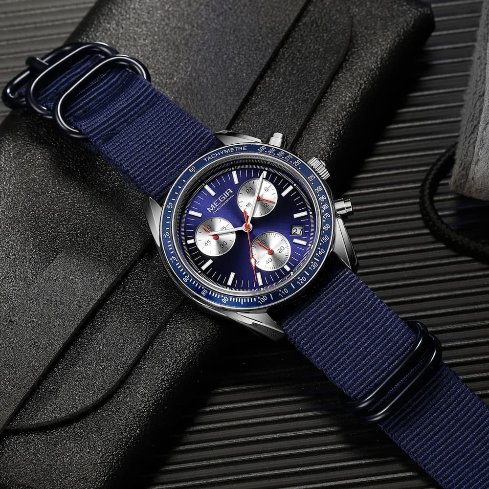MEGIR Quartz chronographe montres hommes étanche Sport montre-bracelet hommes avec mode bracelet en