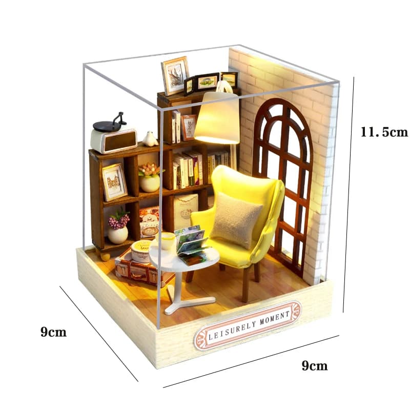 Kit de maison de poupée miniature DIY, chambre confortable avec éclairage LED, puzzle en bois 3D, en