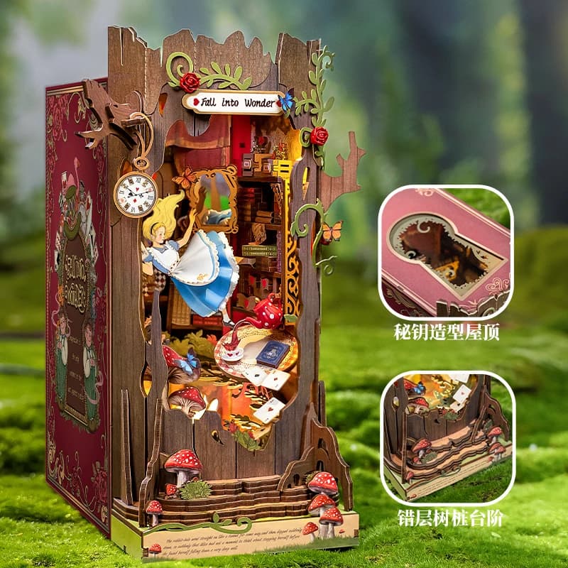 Kits Robotime Book Nook : Plongez dans la merveille – Kit de maison miniature DIY avec lumières, puz