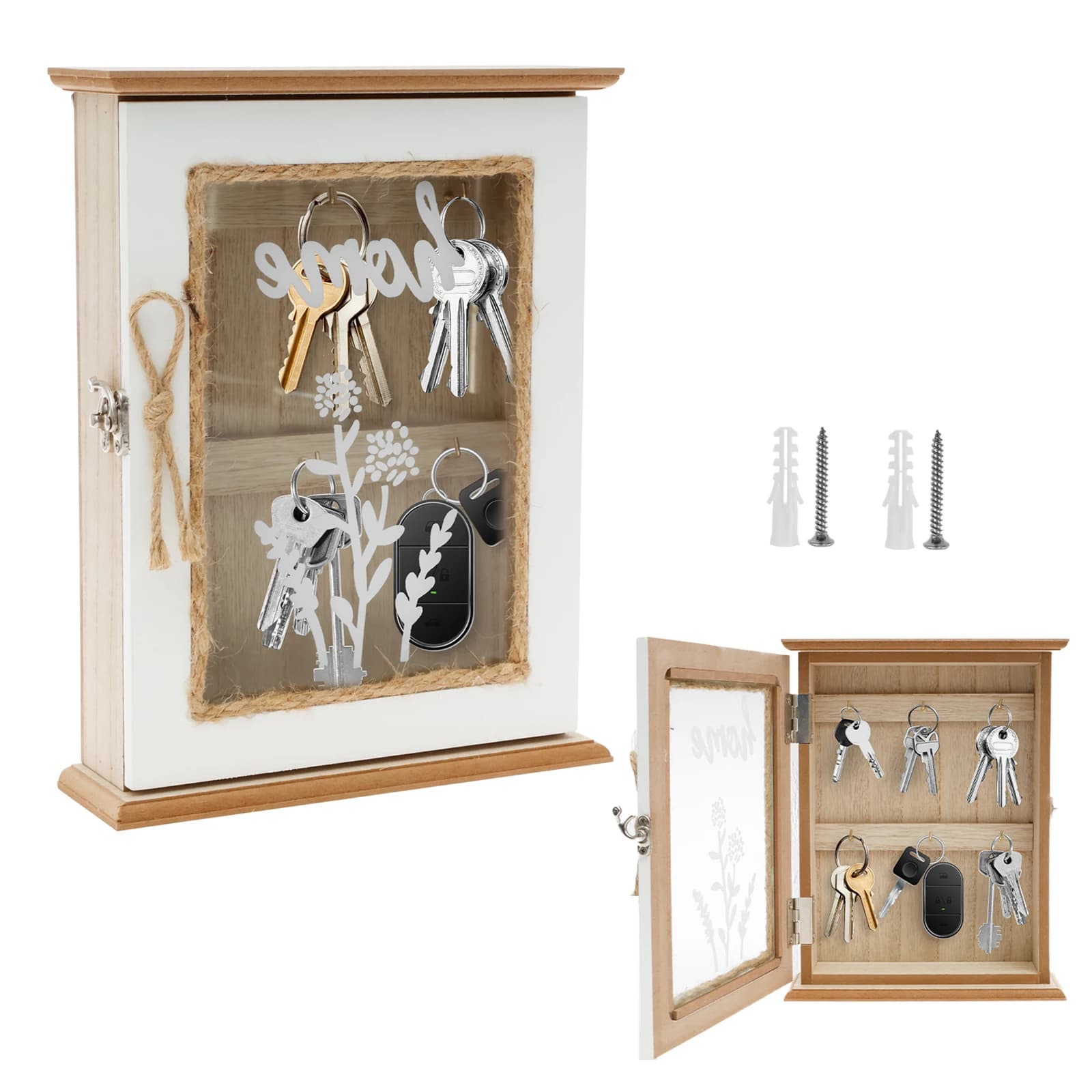 Boîte à clés en bois, armoire de rangement de clés Vintage décorative avec crochets suspendus, porte