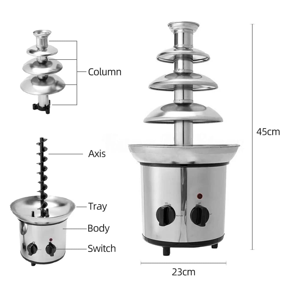 Fontaine à chocolat 220V à 4 niveaux, machine électrique à faire fondre, ensemble de pot à fondue po