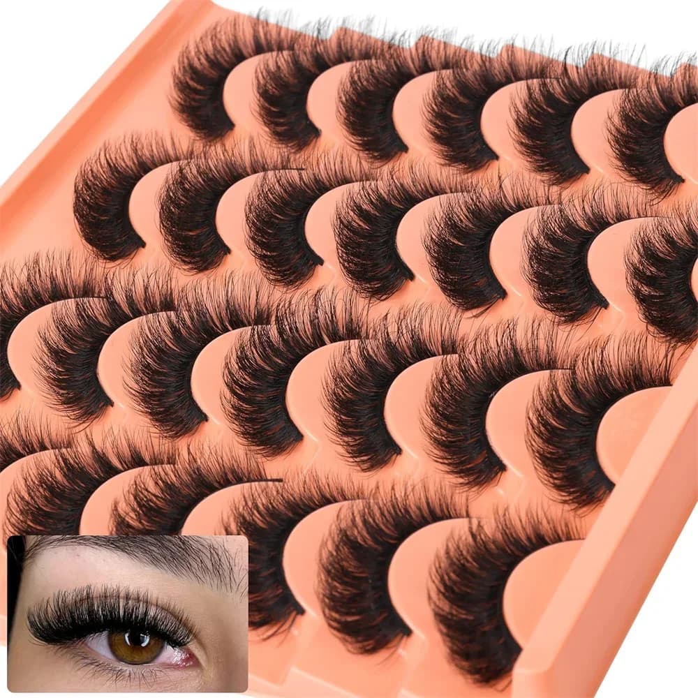 14 paires de faux cils d'aspect naturel, épais et moelleux, en Faux vison, Pack de cils œil de chat