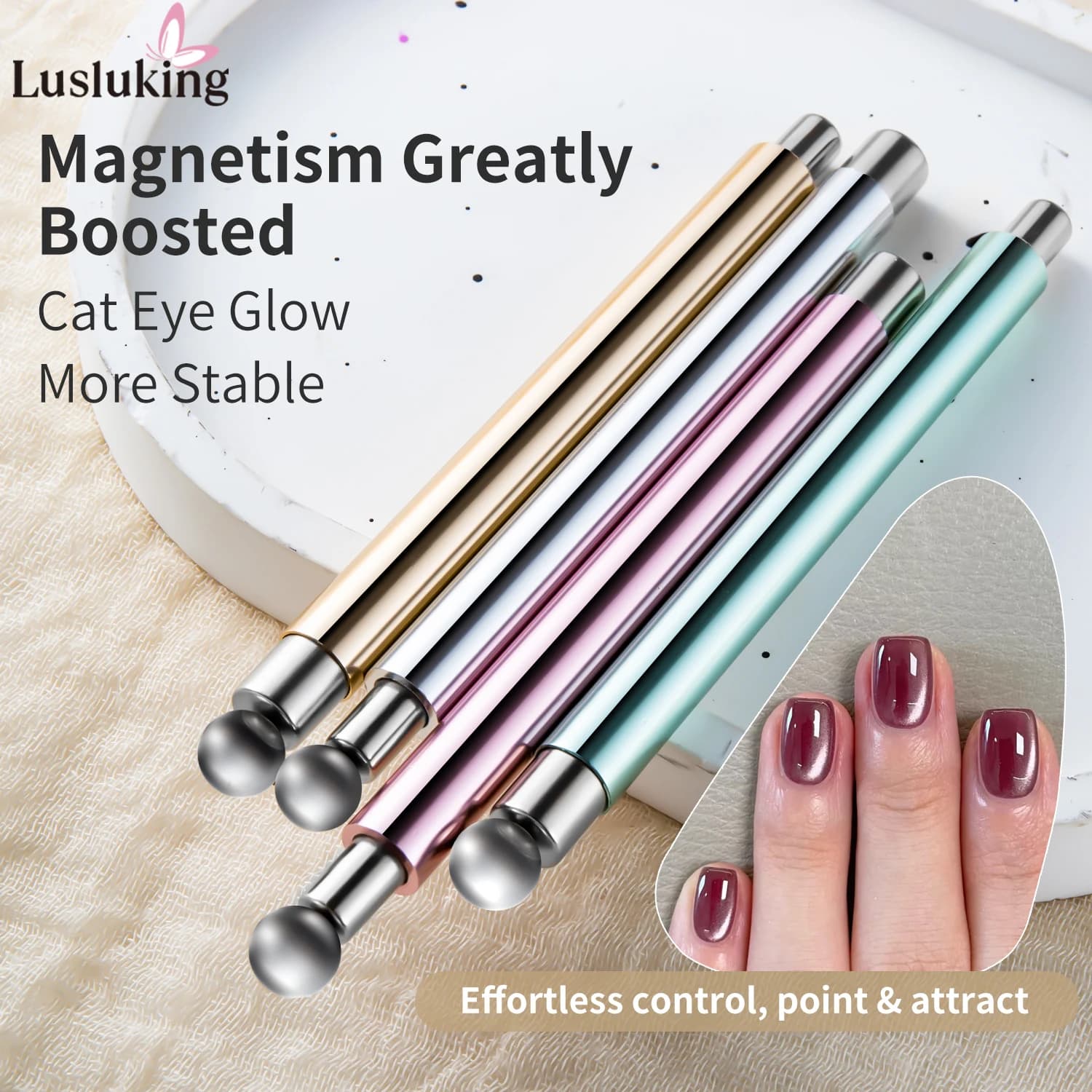 Outil magnétique pour Nail Art, œil de chat, bâton cylindrique avec boule magnétique, accessoire de