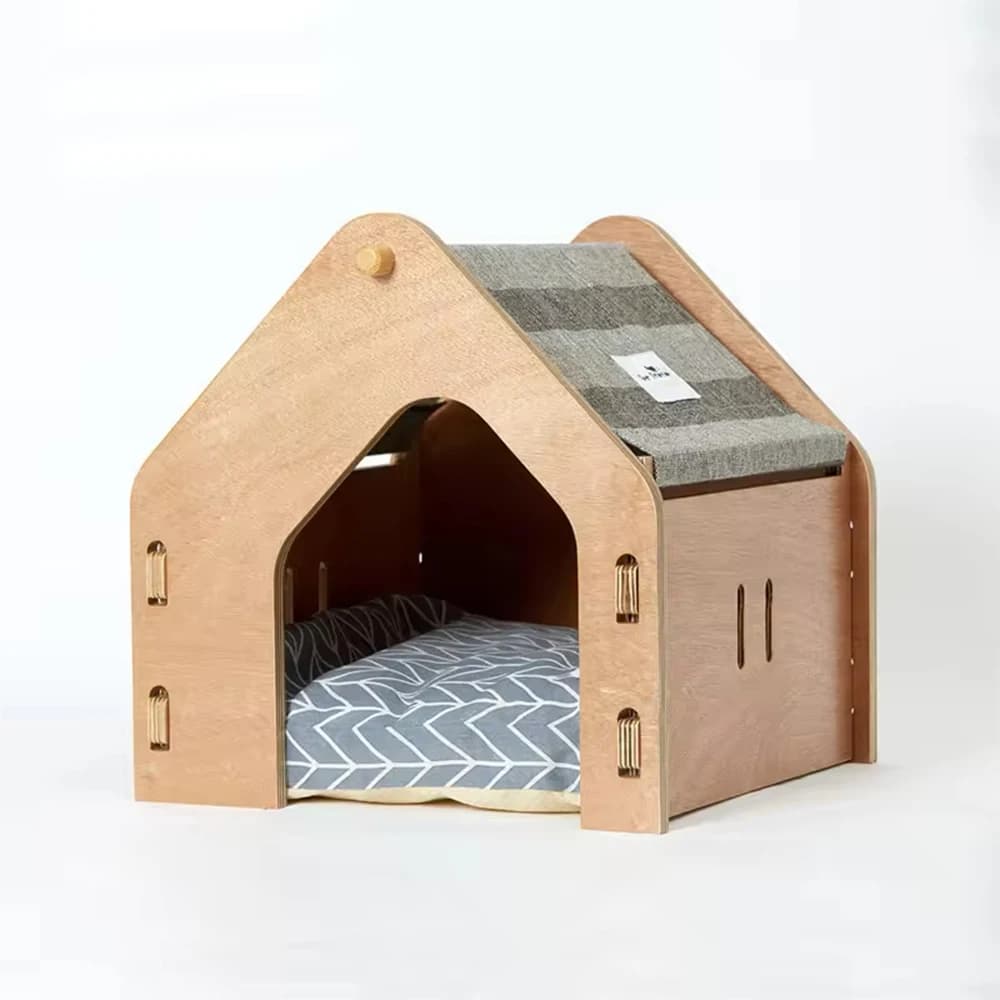 Maison d'intérieur et d'extérieur Portable pour chien, chat, maison multifonctionnelle en bois pour