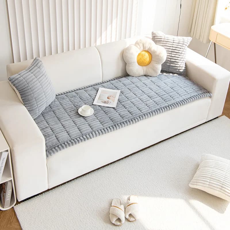 Coussin de canapé en velours côtelé chaud et doux, housse de canapé confortable en peluche antidérap