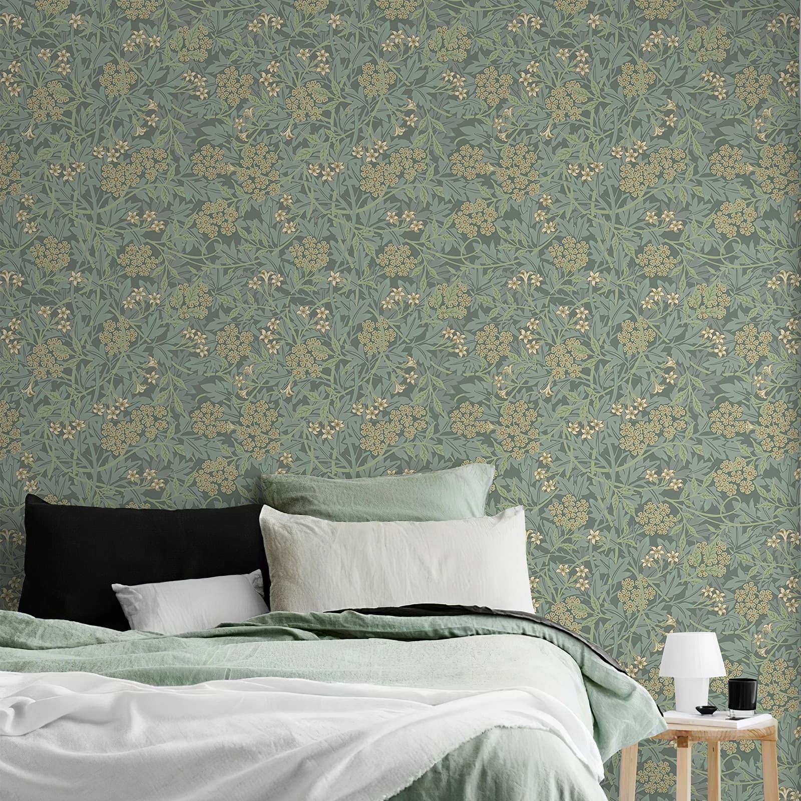 Ggreen jasmin Floral peler et coller papier peint Chic imperméable vinyle autocollant mural salon sa