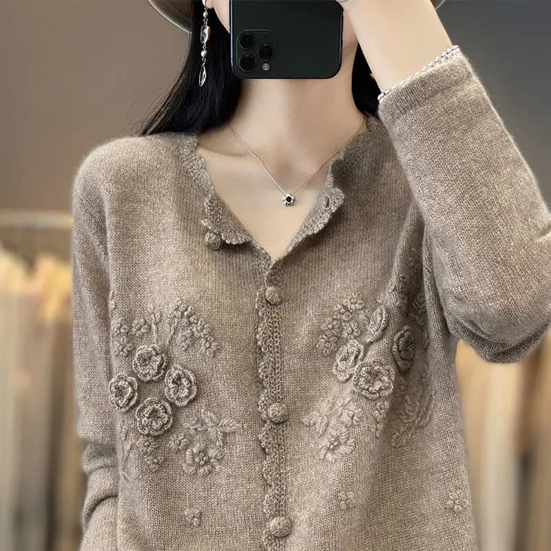 Cardigan Superposé à Col Rond pour Femme, Pull Fin Rose, Printemps Automne 2023