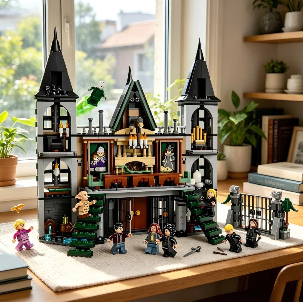 Nouvel ensemble de blocs de construction Malfoy Manor 76453, 1601 pièces, style rétro noble, ornemen