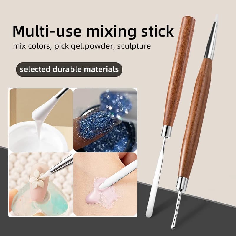 Stylo de sculpture d'ongles en bois de santal à double tête, brosse multi-usage 3D, vernis Gel pour