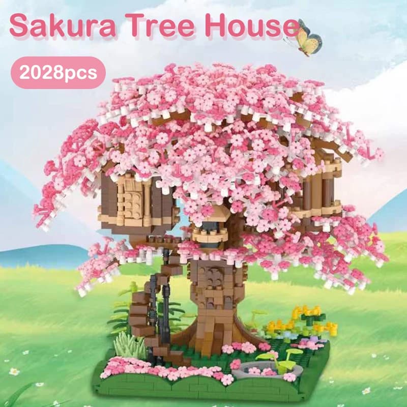 2028 pièces cerisier maison bonsaï Construction ensemble blocs de Construction DlY jouets Sakura arb