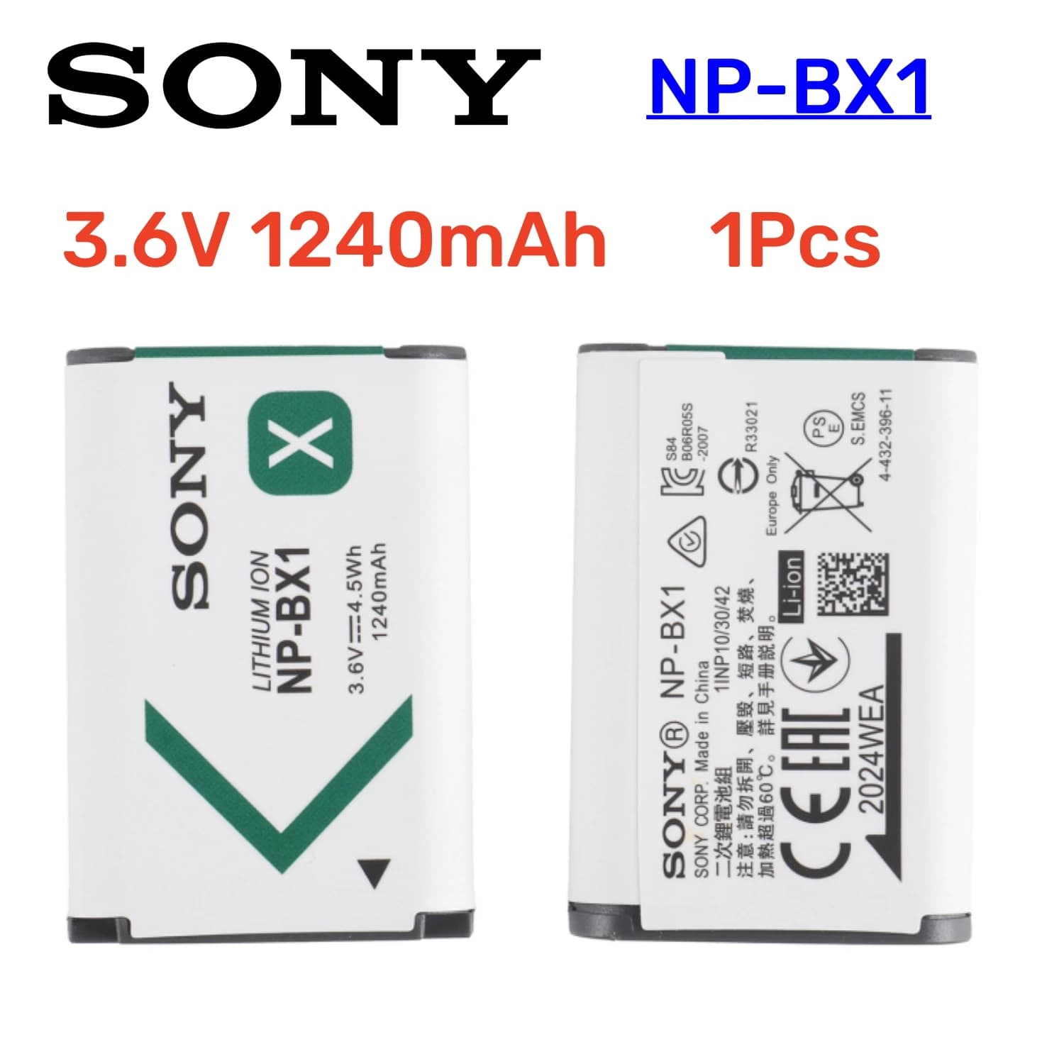 Batterie d'origine NP-BX1 pour Sony NP-BX1 NP BX1 batterie HX300 HX400 HX50 HX60 GWP88 AS15 WX350 DS