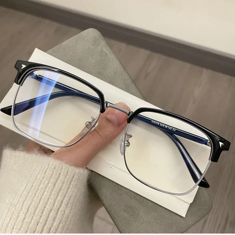 Lunettes bloquant la lumière bleue pour hommes et femmes, rétro, demi-monture, optique, Vintage, car