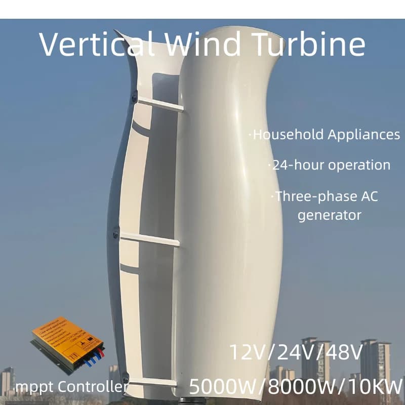 Éolienne à axe vertical haute efficacité pour usage domestique, 12V 24V 48V 5KW 8KW 10KW, usage rési