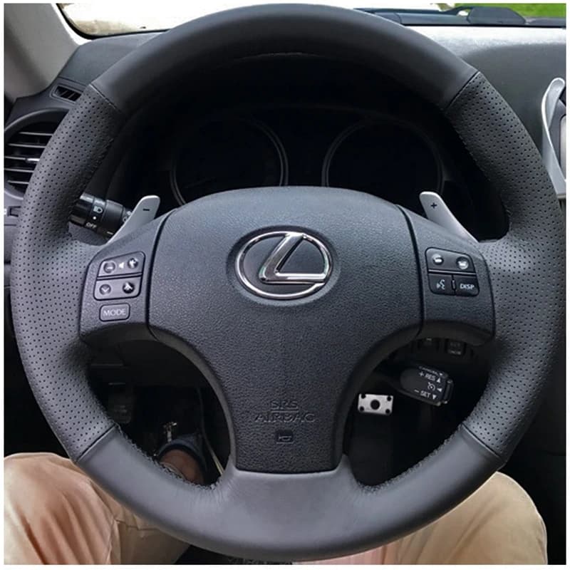 Housse tressée antidérapante en cuir microfibre noir pour volant de voiture, accessoires pour Lexus