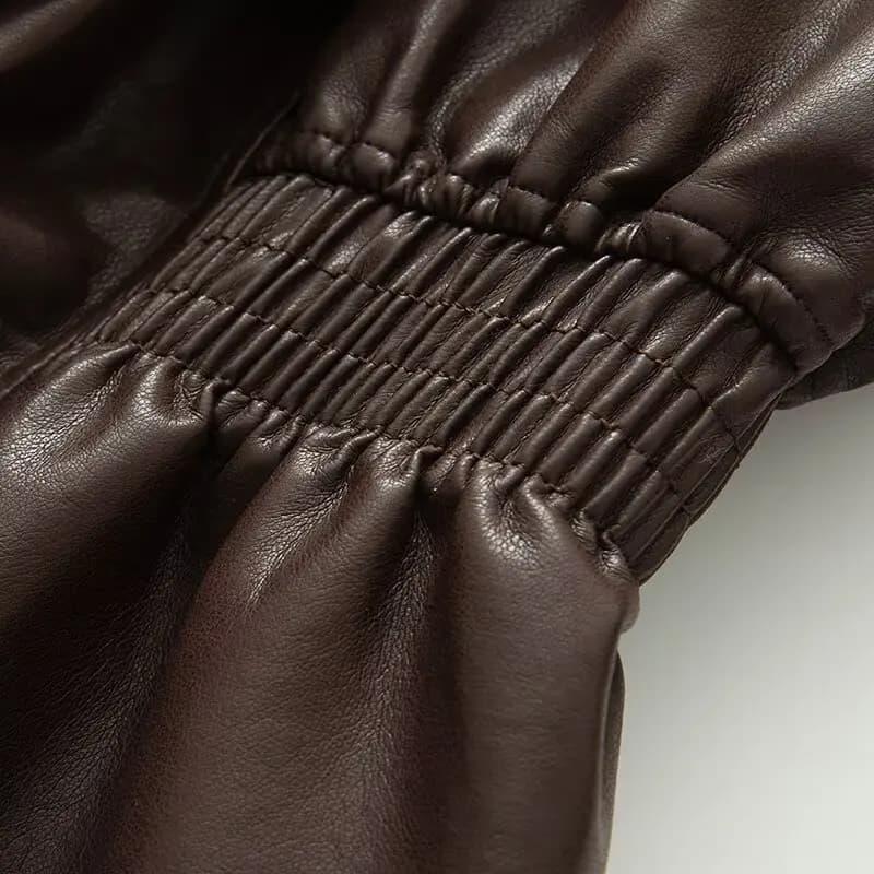 Veste en cuir Pu pour femme, manteau chaud marron avec fermeture éclair, décontracté, revers, taille