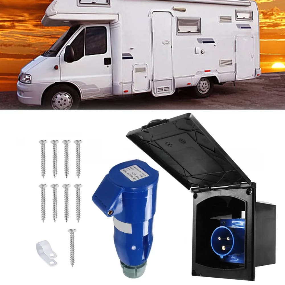 Prise de courant étanche 220V-240V 16A à encastrer pour camping-car, accessoires de caravane