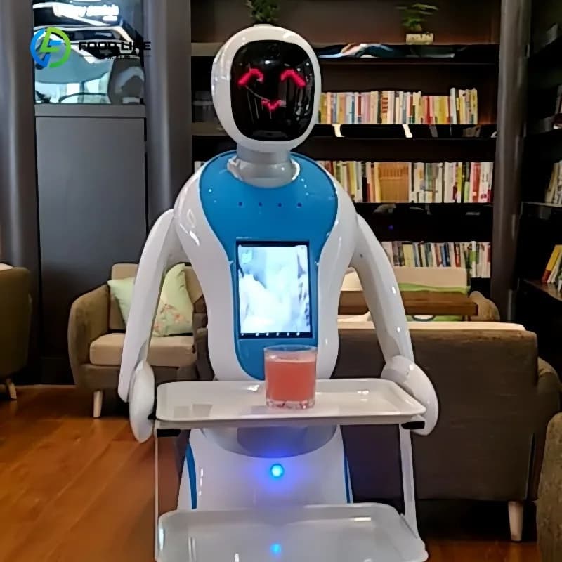 Robot serveur humanoïde personnalisé pour hôtel, avec interaction vocale intelligente et évitement d