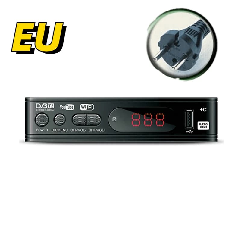 Récepteur numérique terrestre DVB T2, boîtier TV H.264 HD, Tuner TV, prise en charge Youtube Europe
