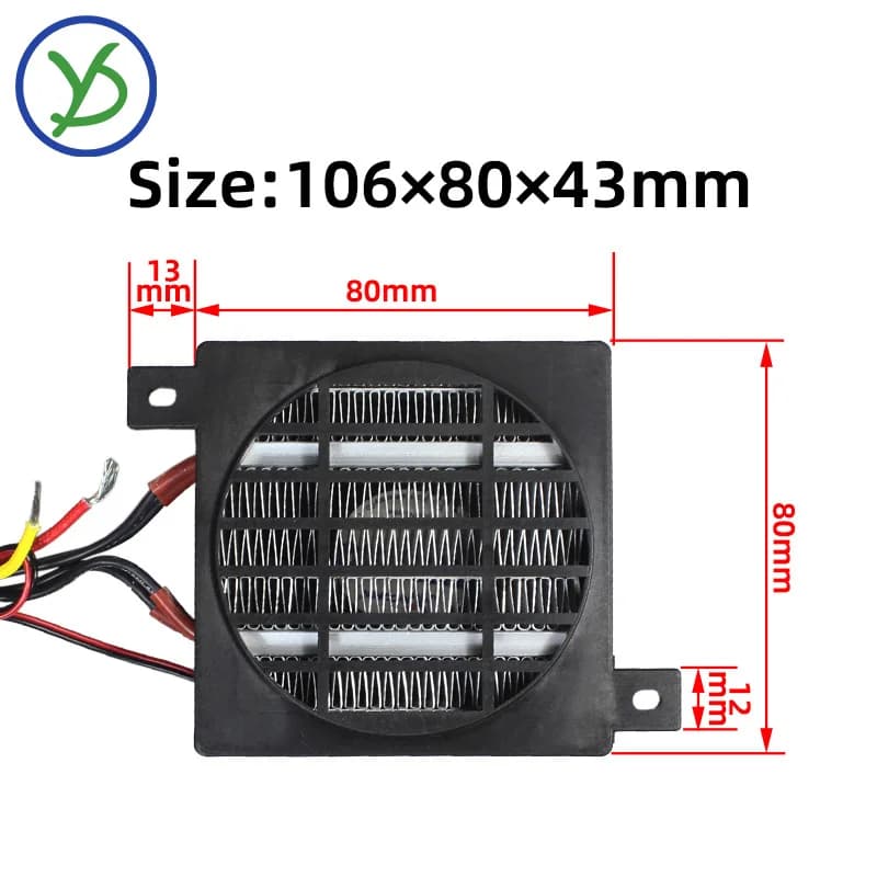 Chauffage à air PTC isolé 106*80mm avec ventilateur, température constante 80W-400W, élément chauffa